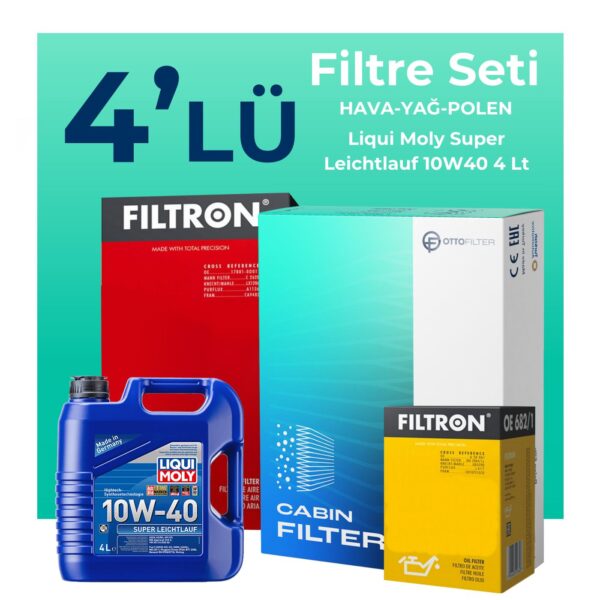 Filtron Fiat Panda 1.2 Benzinli Filtre Bakım Seti Liqui Moly Motor Yağlı (2010-2012) 4 Lü