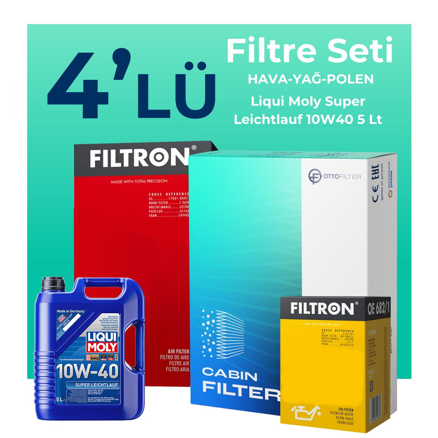 Filtron Honda Accord 2.4 Benzin Filtre Bakım Seti Liqui Moly Motor Yağlı (2002-2007) 4 Lü