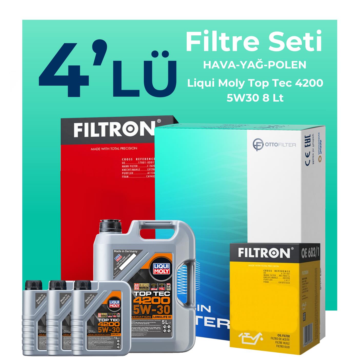 Filtron Mercedes ML320 Dizel Filtre Bakım Seti Liqui Moly Motor Yağlı (2006-2010) 4 Lü