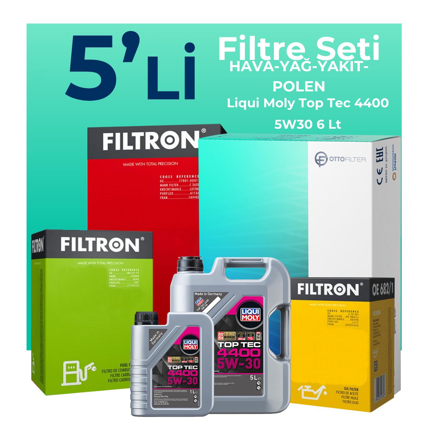 Filtron Nissan Qashqai 1.6 Dizel Filtre Bakım Seti Liqui Moly Motor Yağlı (2014-2020) 5 Li