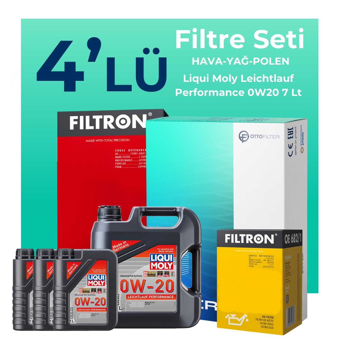 Filtron Range Rover Sport 2.0 Benzinli Filtre Bakım Seti Liqui Moly Motor Yağlı (2017-2023) 4 Lü