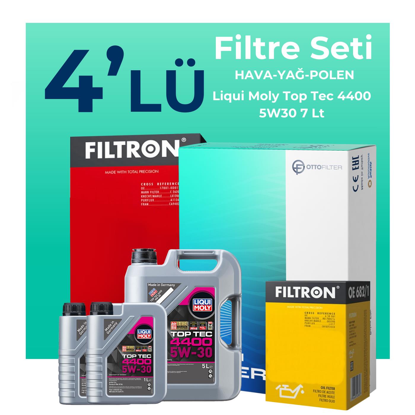 Filtron Renault Latitude 2.0 Dizel Filtre Bakım Seti Liqui Moly Motor Yağlı (2010-2015) 4 Lü