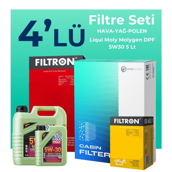 Filtron Seat Toledo 1.6 Benzin Filtre Bakım Seti Liqui Moly Motor Yağlı (2005-2010) 4 Lü