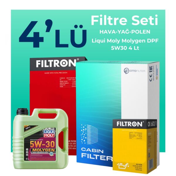 Filtron Skoda Fabia 1.2 Benzin Filtre Bakım Seti Liqui Moly Motor Yağlı (2004-2008) 4 Lü