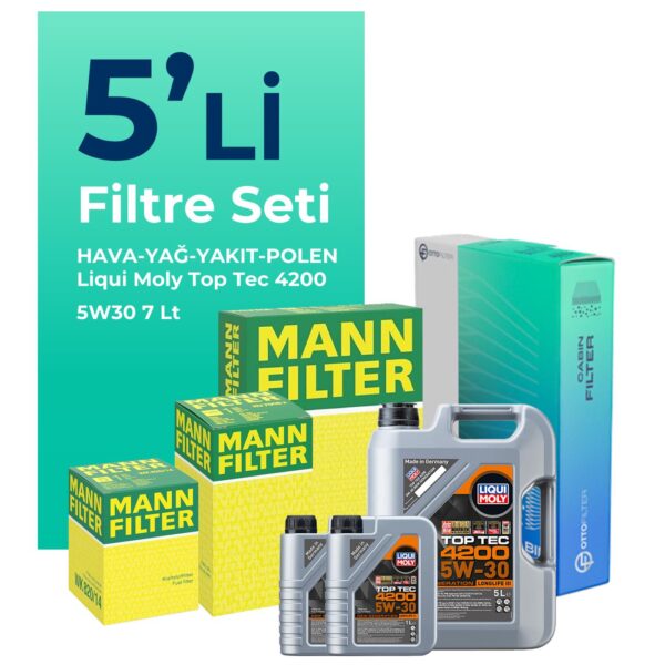 MANN BMW X5 3.0 Dizel Filtre Bakım Seti Liqui Moly Motor Yağlı (2011-2013) 5 Li