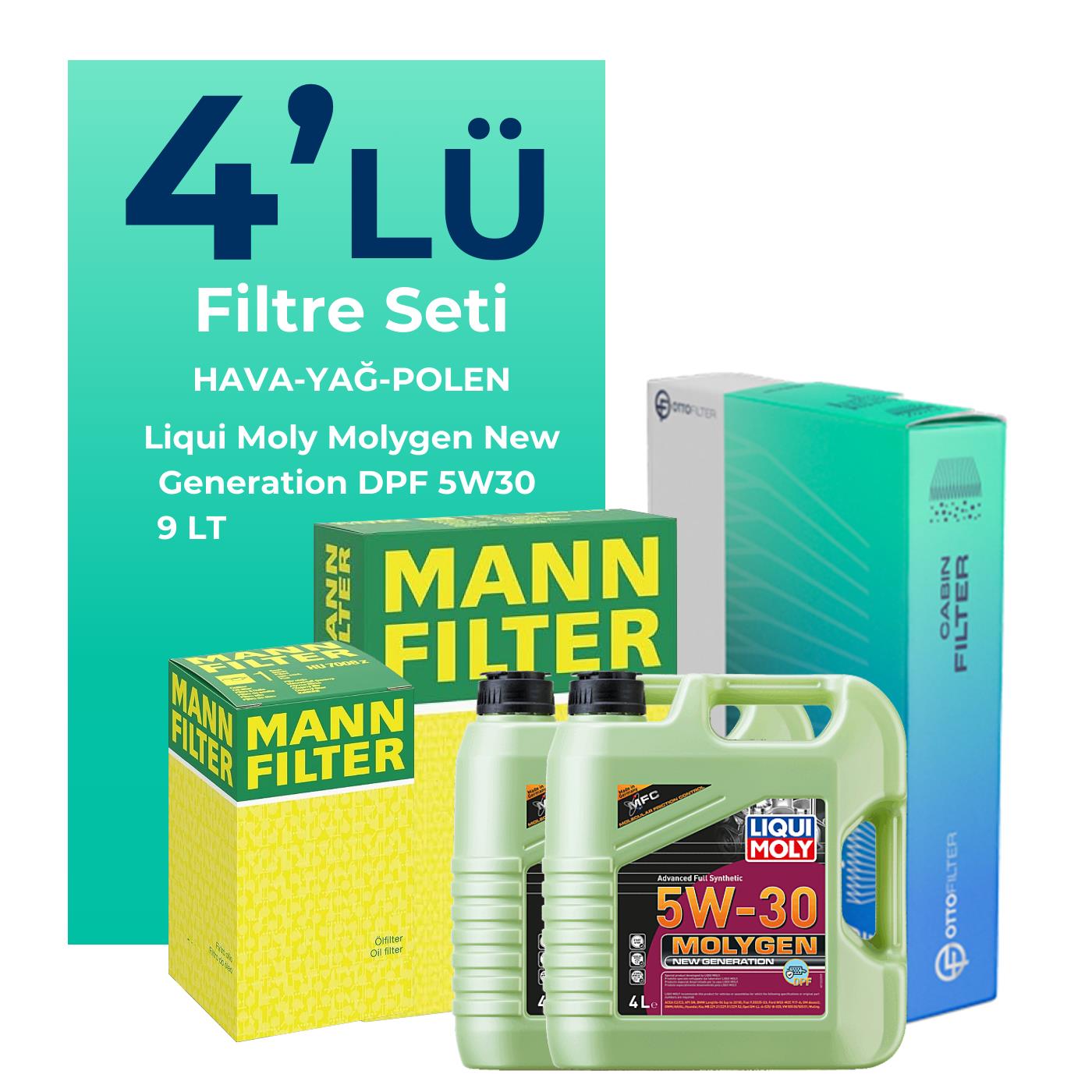 MANN Chrysler 300C 3.0 Dizel Filtre Bakım Seti Liqui Moly Motor Yağlı (2004-2012) 4 Lü