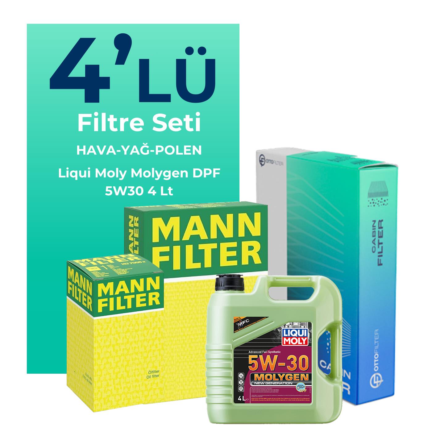 MANN Citroen C2 1.4 Dizel Filtre Bakım Seti Liqui Moly Motor Yağlı (2003-2010) 4 Lü