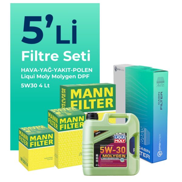 MANN Citroen C3 1.4 Dizel Filtre Bakım Seti Liqui Moly Motor Yağlı (2003-2010) 5 Li