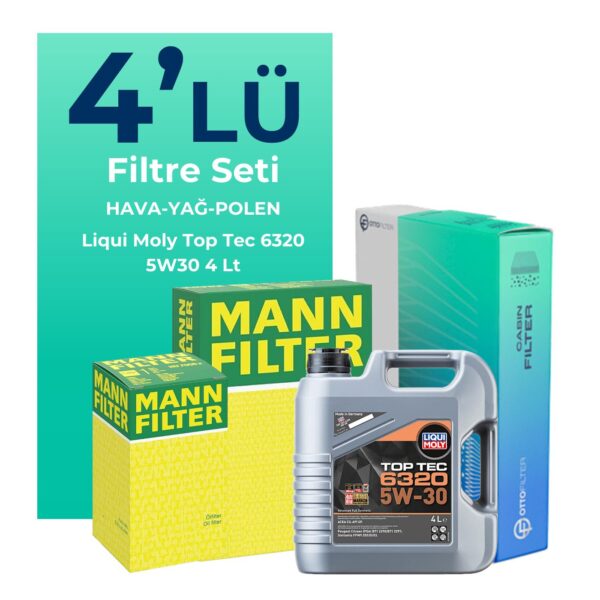 MANN Citroen C4 Cactus 1.2 Turbo Benzinli Filtre Bakım Seti Liqui Moly Motor Yağlı (2014-2021) 4 Lü