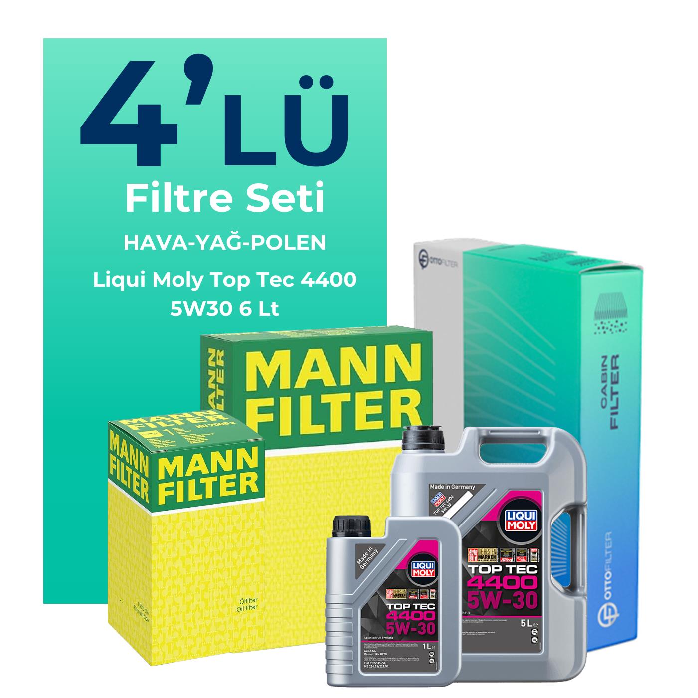 MANN Dacia Duster 1.5 BlueDci Dizel Filtre Bakım Seti Liqui Moly Motor Yağlı (2018-2022) 4 Lü