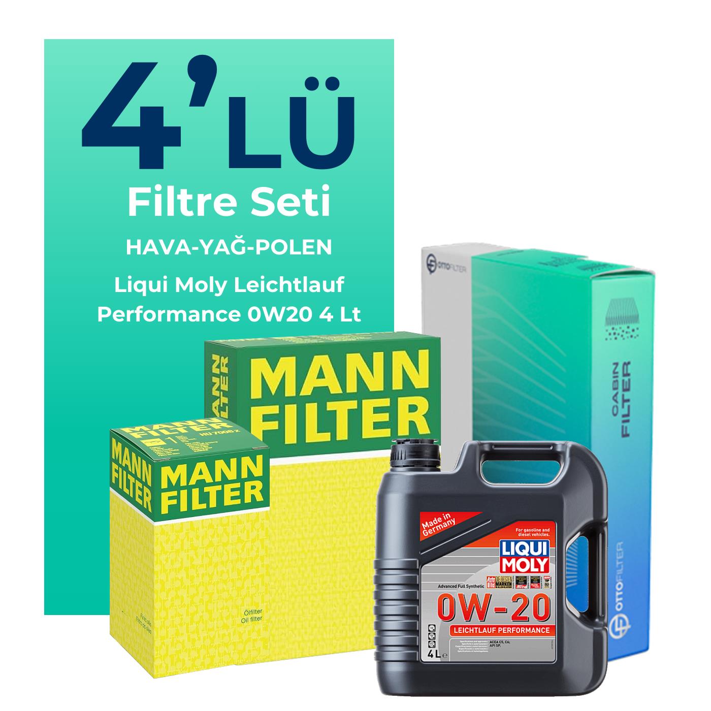 MANN Fiat Egea 1.3 Dizel Filtre Bakım Seti Liqui Moly Motor Yağlı (2019-2023) 4 Lü