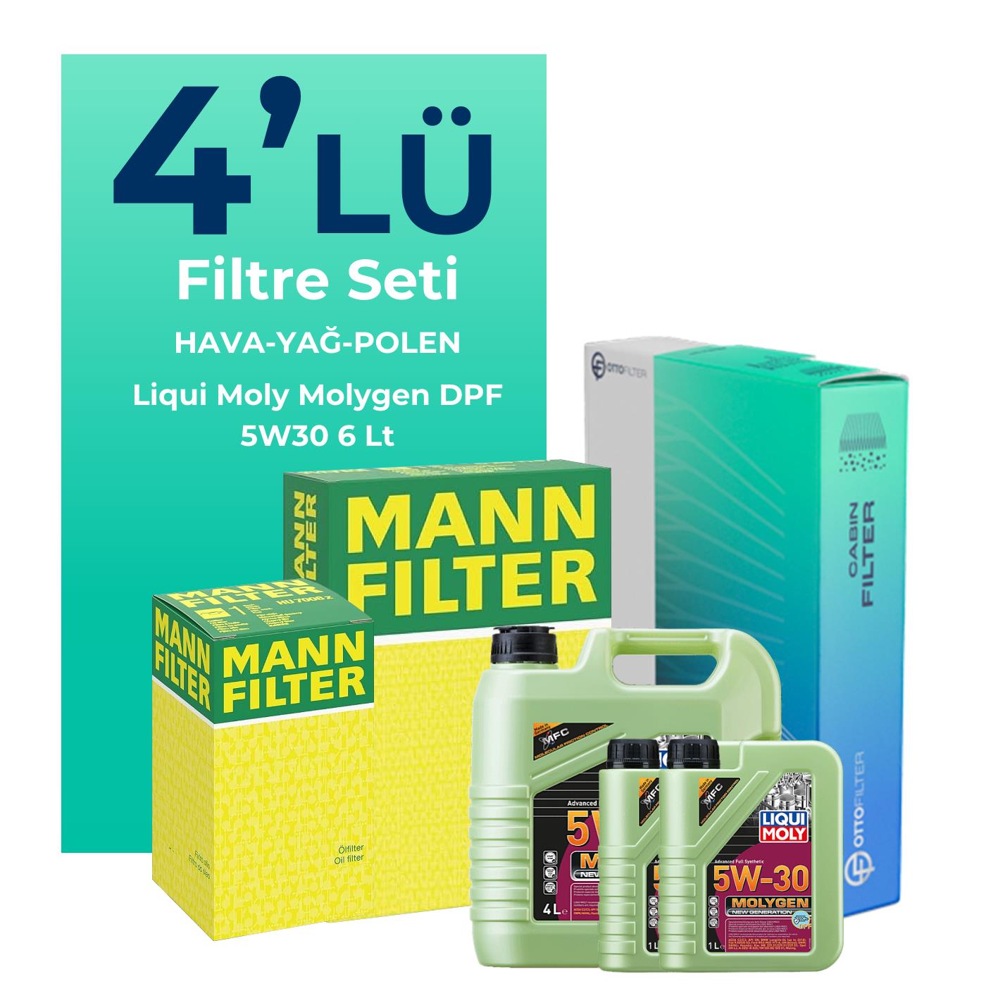 MANN Ford Mondeo 2.0 Dizel Filtre Bakım Seti Liqui Moly Motor Yağlı (2008-2014) 4 Lü