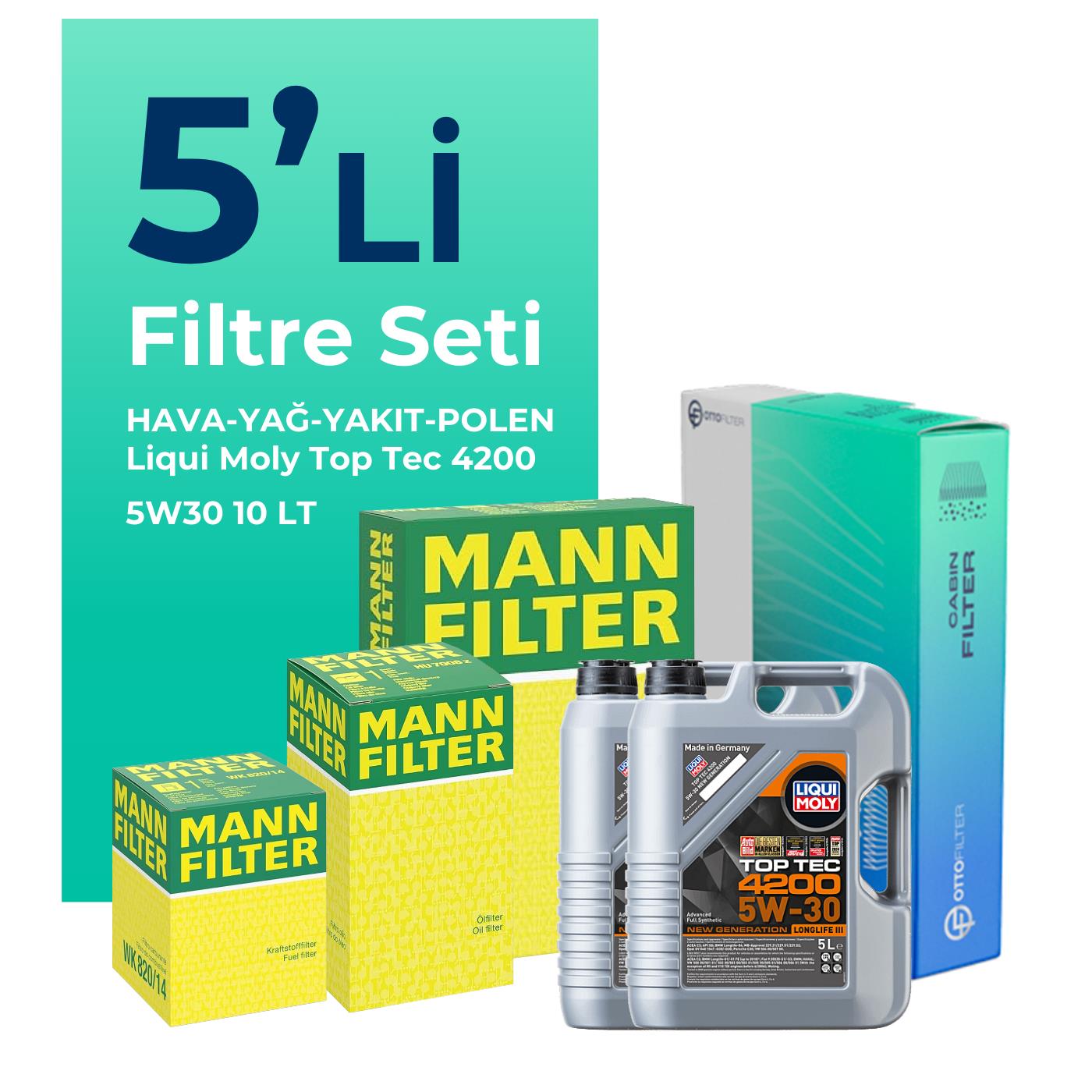 MANN Jeep Grand Cherokee 3.0 Dizel Filtre Bakım Seti Liqui Moly Motor Yağlı (2005-2011) 5 Li