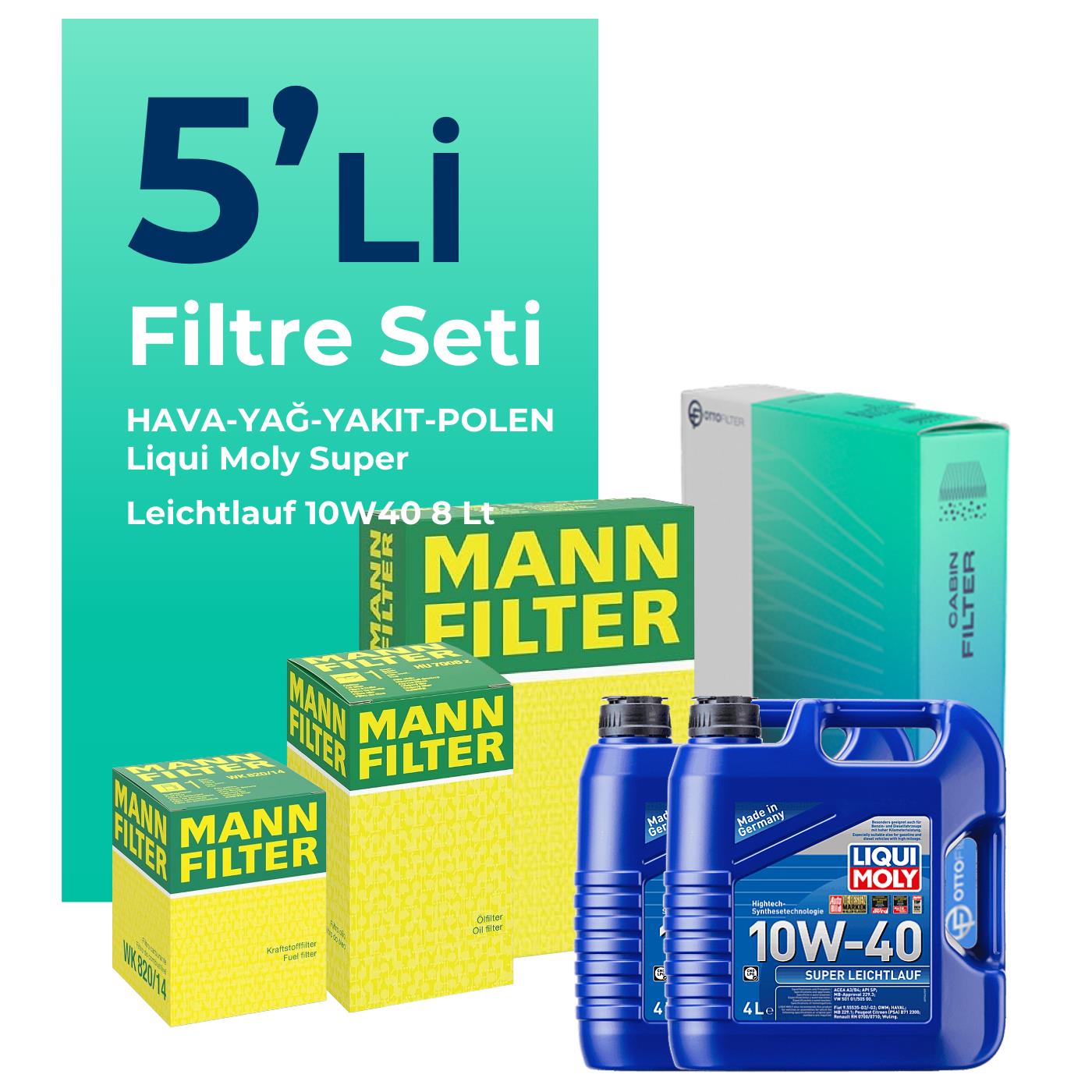 MANN Jeep Grand Cherokee 3.1 Dizel Filtre Bakım Seti Liqui Moly Motor Yağlı (1999-2002) 5 Li