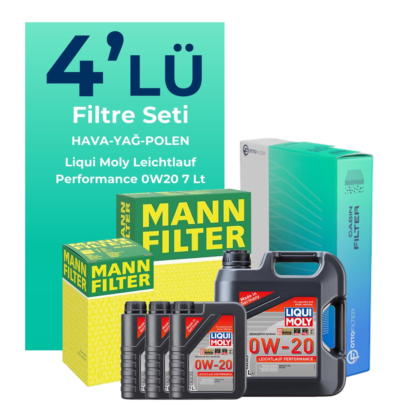 MANN Land Rover Discovery 2.0 Benzinli Filtre Bakım Seti Liqui Moly Motor Yağlı (2017-2022) 4 Lü