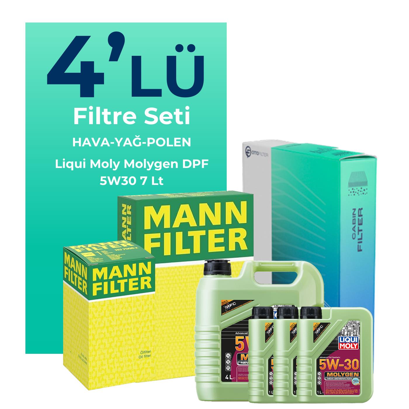 MANN Land Rover Discovery 2.7 Dizel Filtre Bakım Seti Liqui Moly Motor Yağlı (2004-2010) 4 Lü