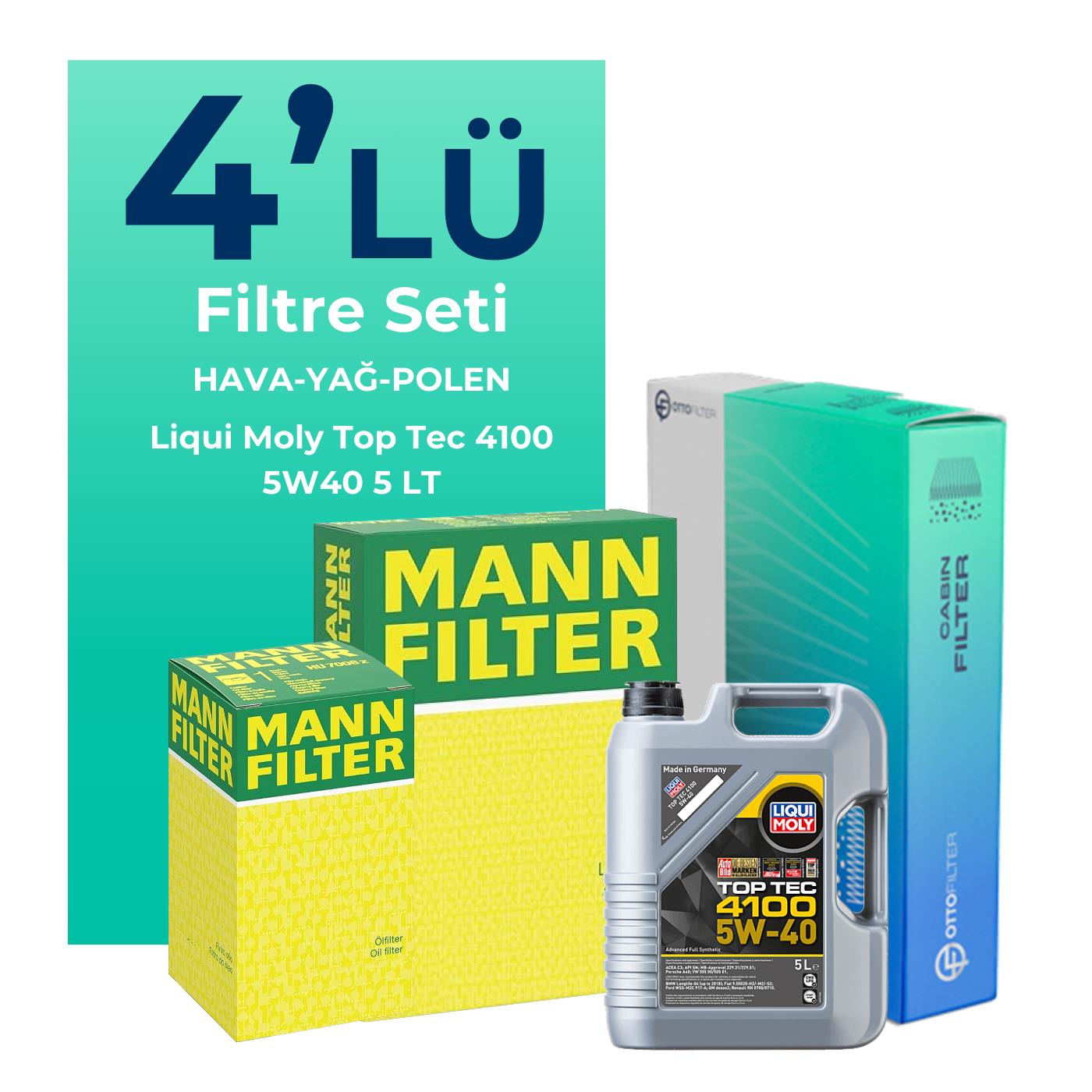 MANN Nissan Juke 1.2 Filtre Bakım Seti Liqui Moly Motor Yağlı (2011-2018) 4 Lü