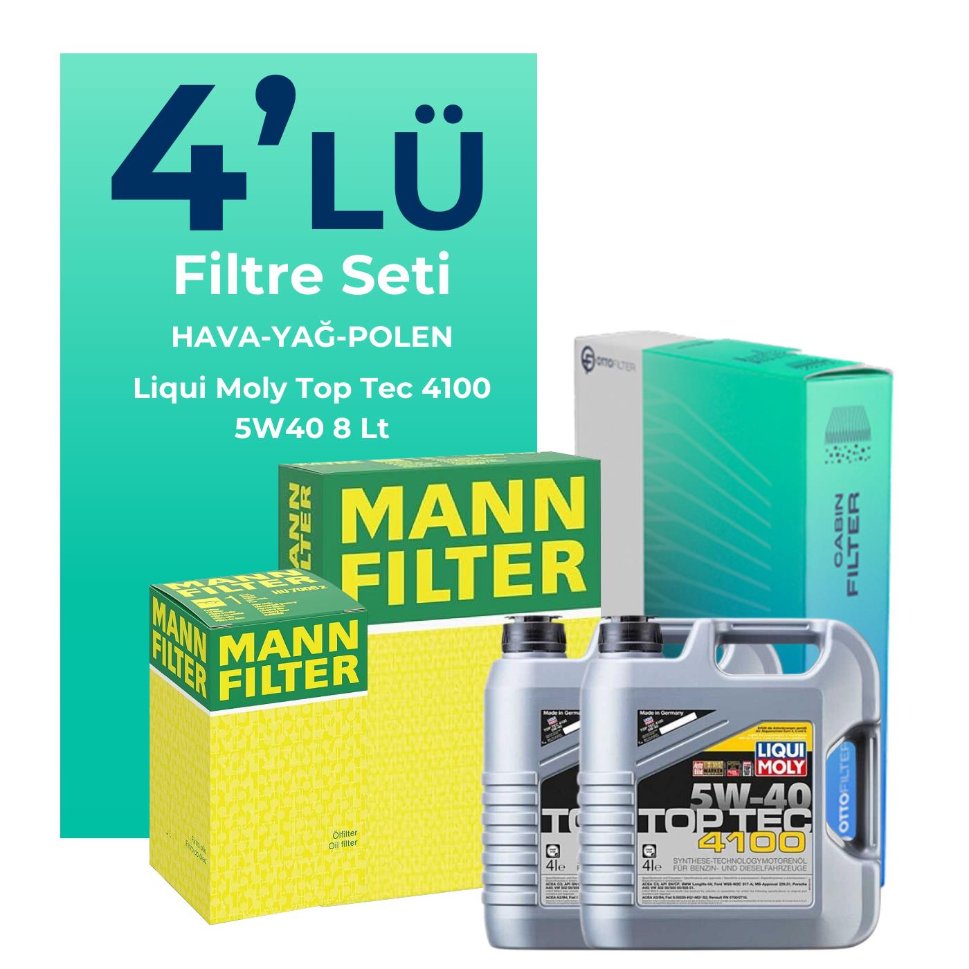 MANN Nissan Qashqai 2.0 Dizel Filtre Bakım Seti Liqui Moly Motor Yağlı (2007-2013) 4 Lü