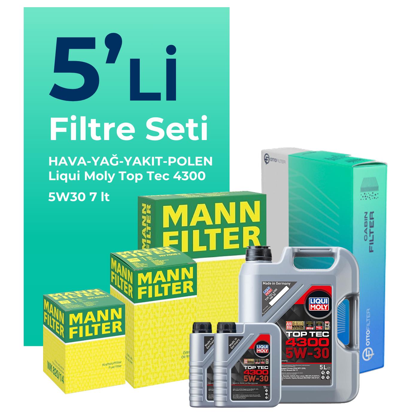 MANN Nissan Skystar 2.5 Dizel Filtre Bakım Seti Liqui Moly Motor Yağlı (1997-2008) 5 Li