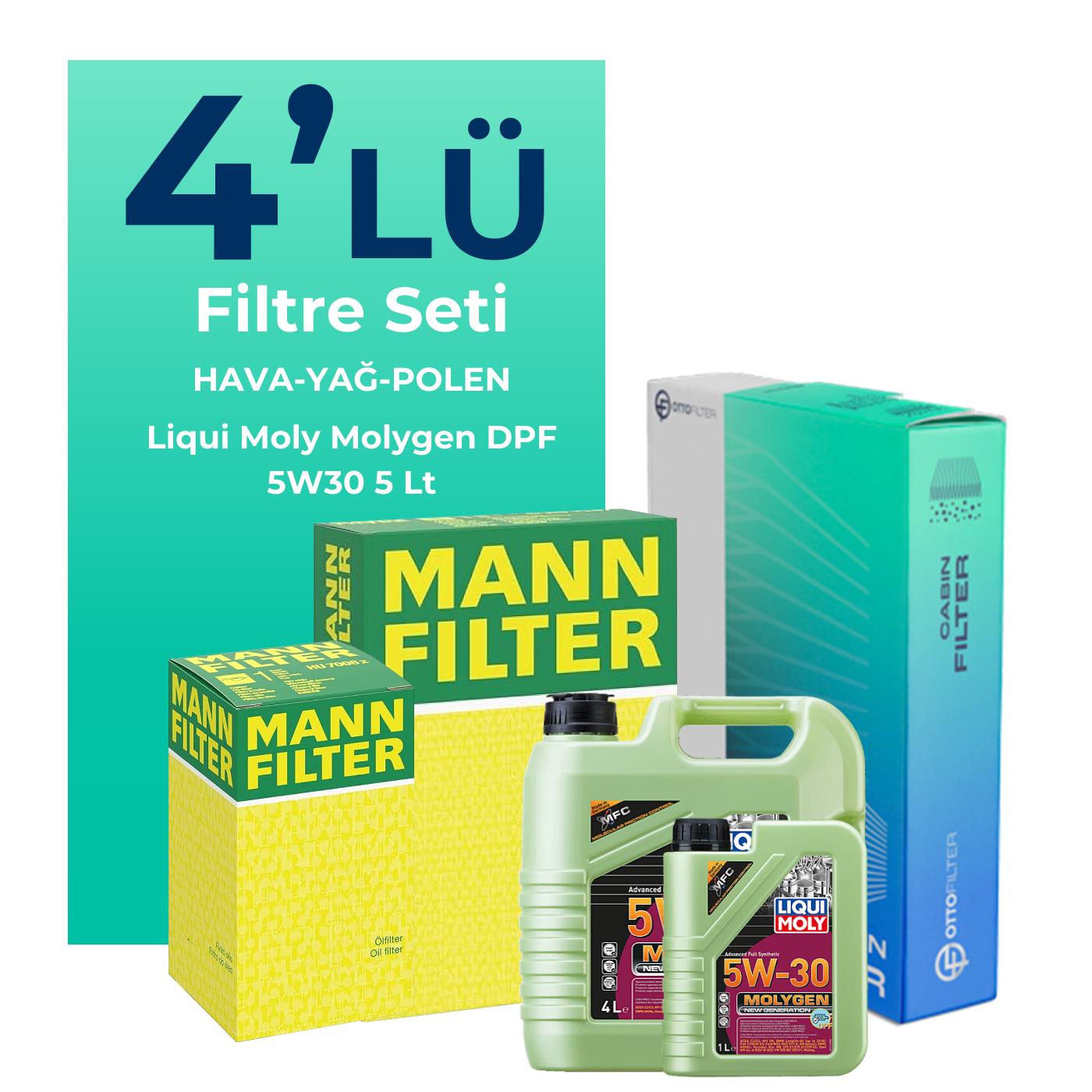 MANN Opel Insignia 1.6 Filtre Bakım Seti Liqui Moly Motor Yağlı (2009-2012) 4 Lü