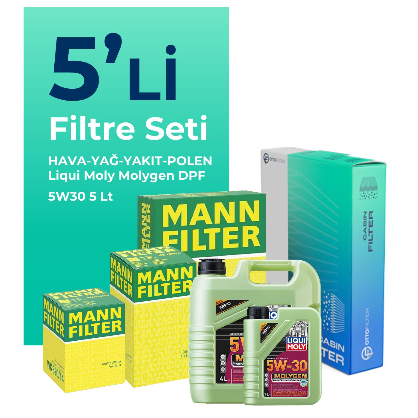 MANN Opel Meriva 1.7 Dizel Filtre Bakım Seti Liqui Moly Motor Yağlı (2011-2015) 5 Li