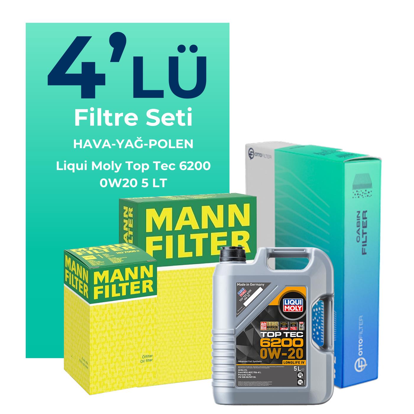 MANN Seat İbiza 1.5 TSi Filtre Bakım Seti Liqui Moly Motor Yağlı (2021-2024) 4 Lü
