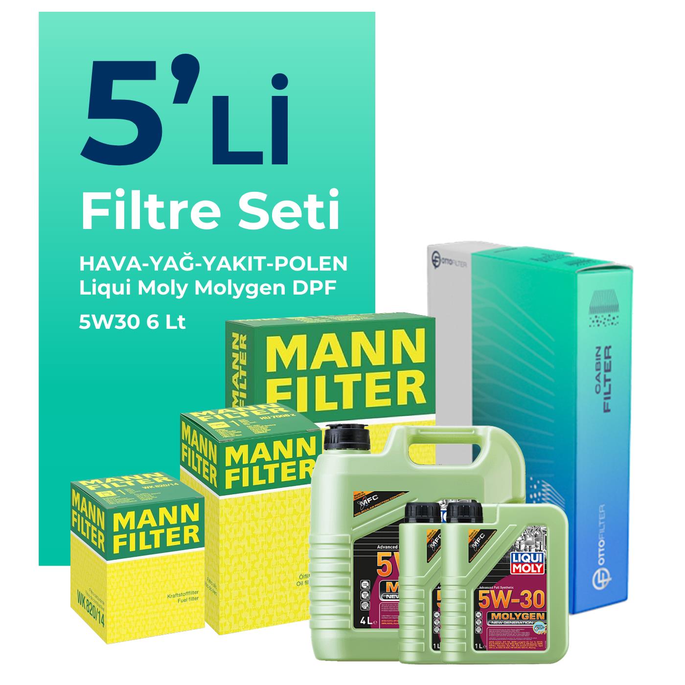 MANN Subaru Outback 2.0 Dizel Filtre Bakım Seti Liqui Moly Motor Yağlı (2011-2014) 5 Li