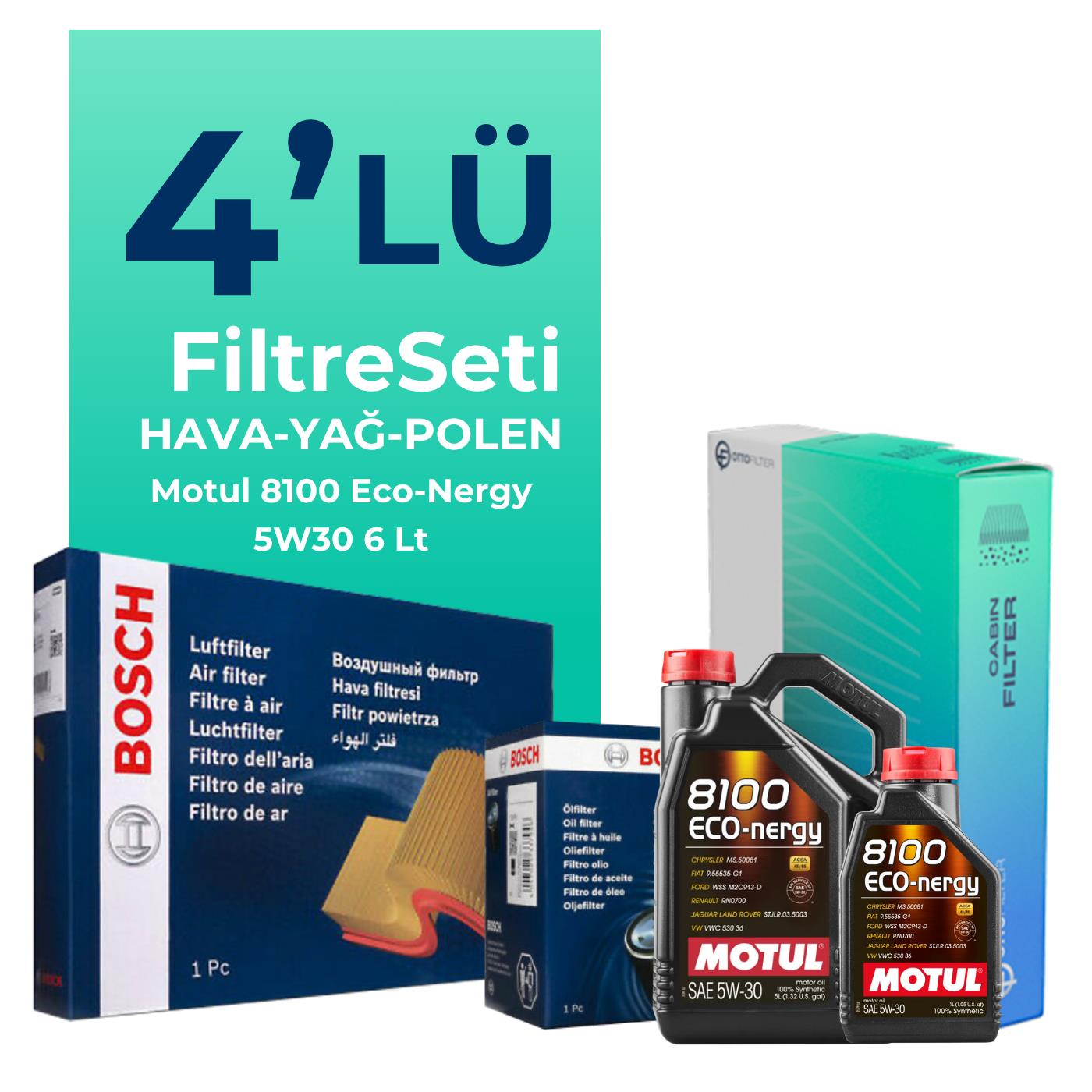 BOSCH Mercedes E200 CGI Filtre Bakım Seti Motul Motor Yağlı (2010-2013) 4 Lü