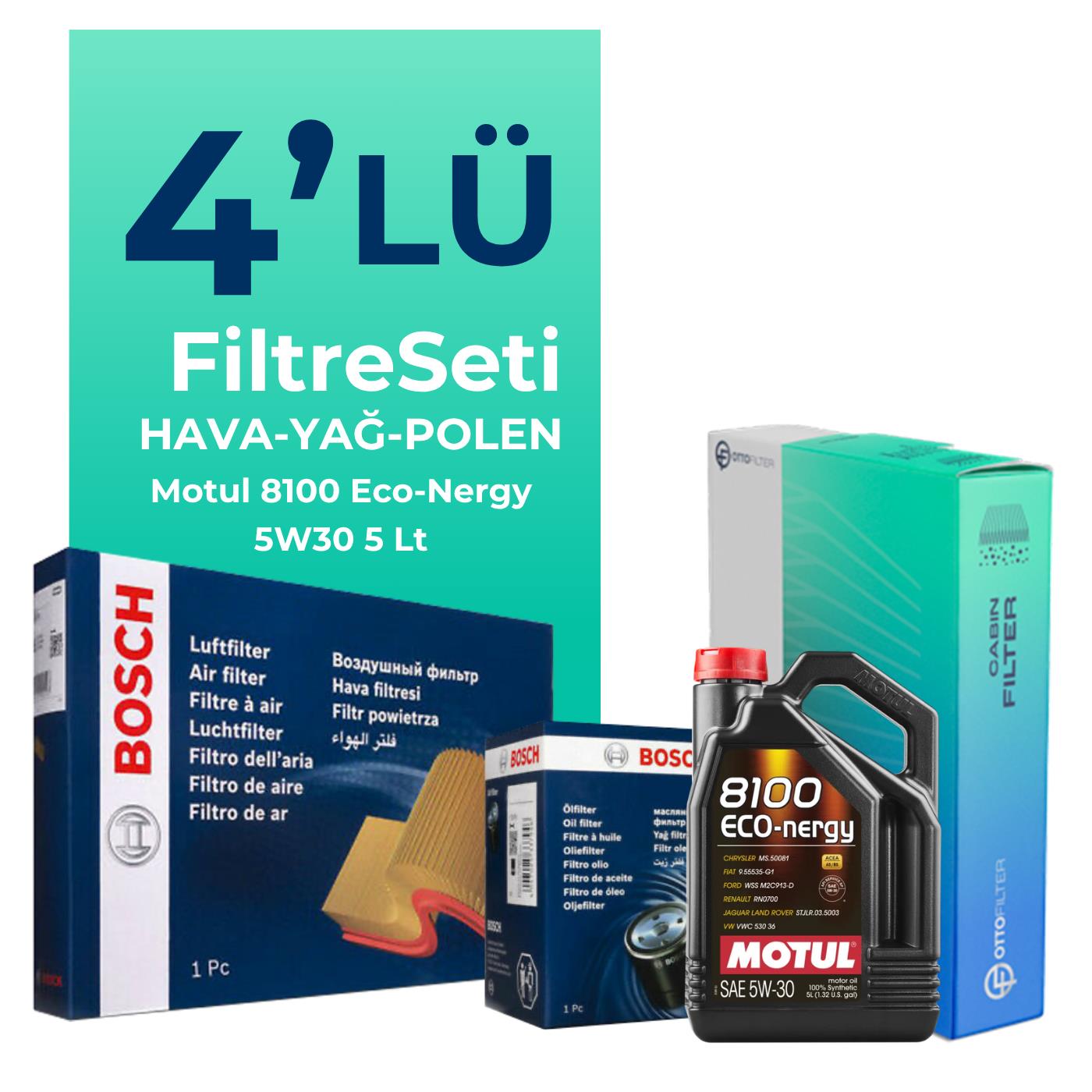 BOSCH Volkswagen Golf 1.6 Benzin Filtre Bakım Seti Motul Motor Yağlı (2009-2013) 4 Lü