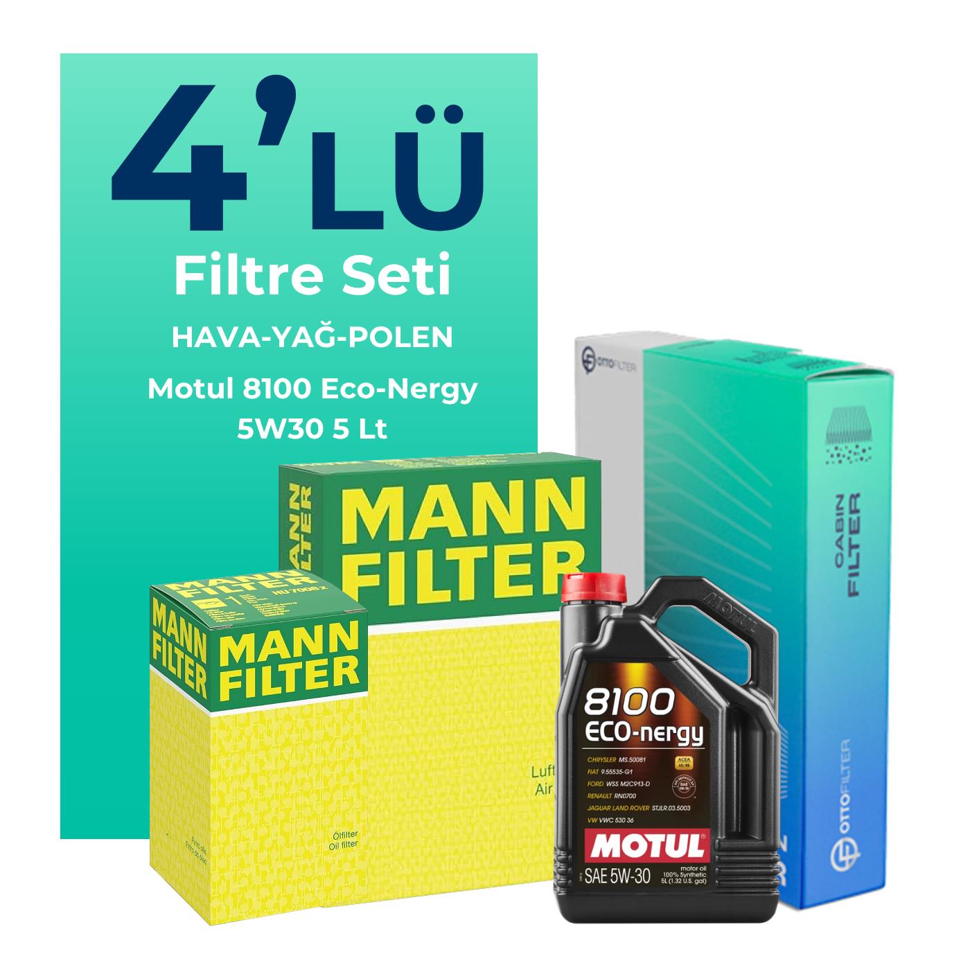 MANN Mercedes B160 Benzin Filtre Bakım Seti Motul Motor Yağlı (2010-2012) 4 Lü