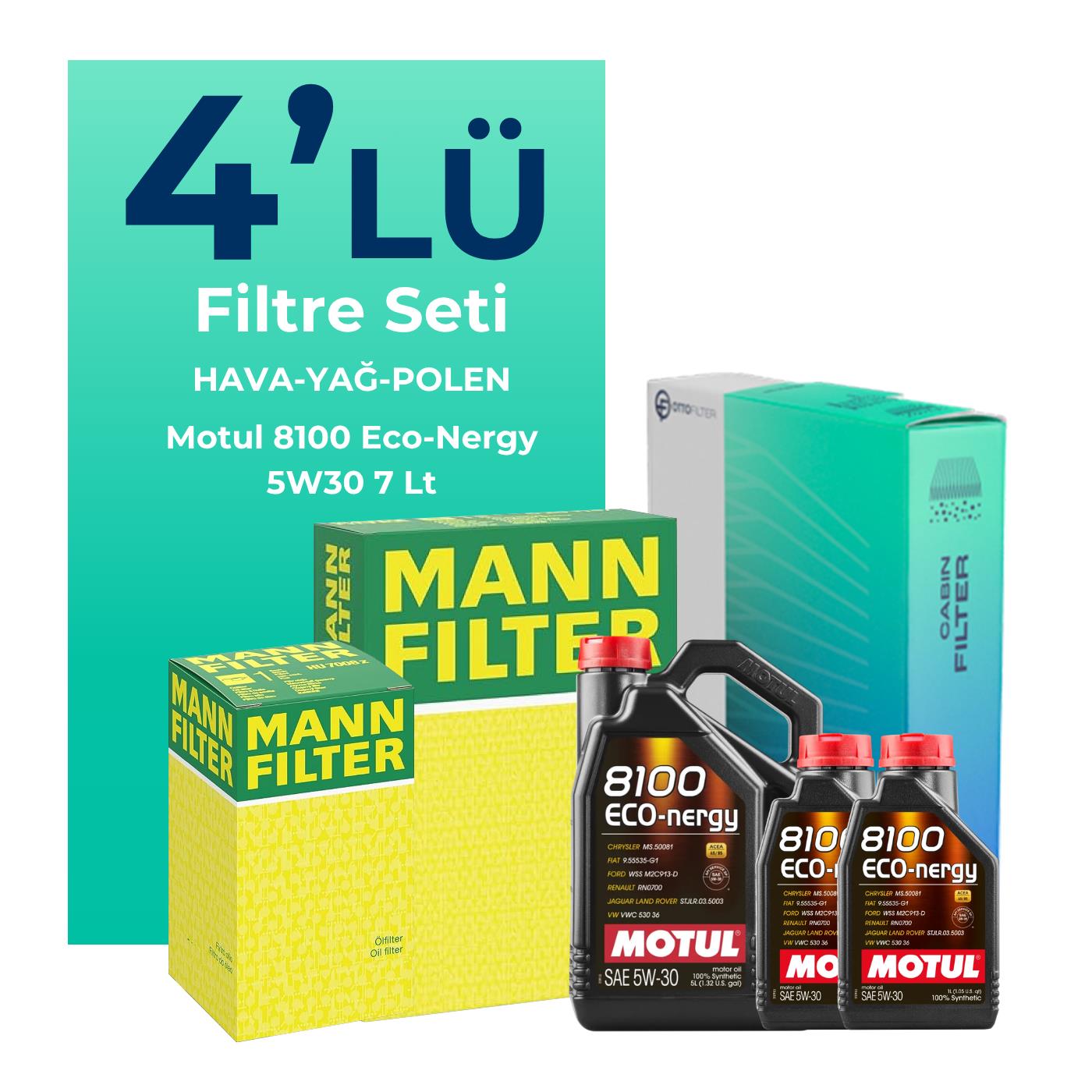 MANN Mercedes C180 Benzin Filtre Bakım Seti Motul Motor Yağlı (2014-2019) 4 Lü