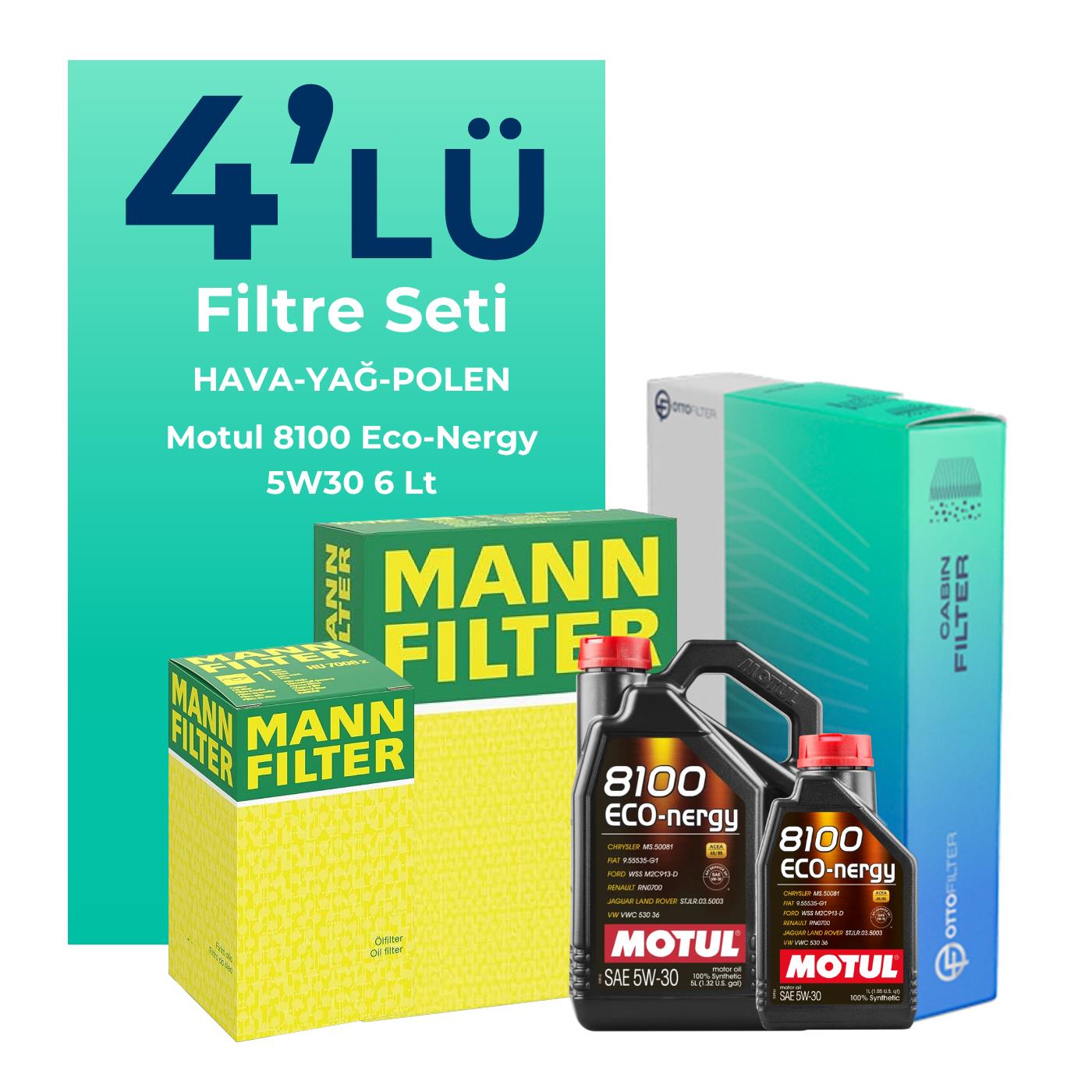 MANN Opel Insignia 2.0 Turbo Filtre Bakım Seti Motul Motor Yağlı (2009-2016) 4 Lü