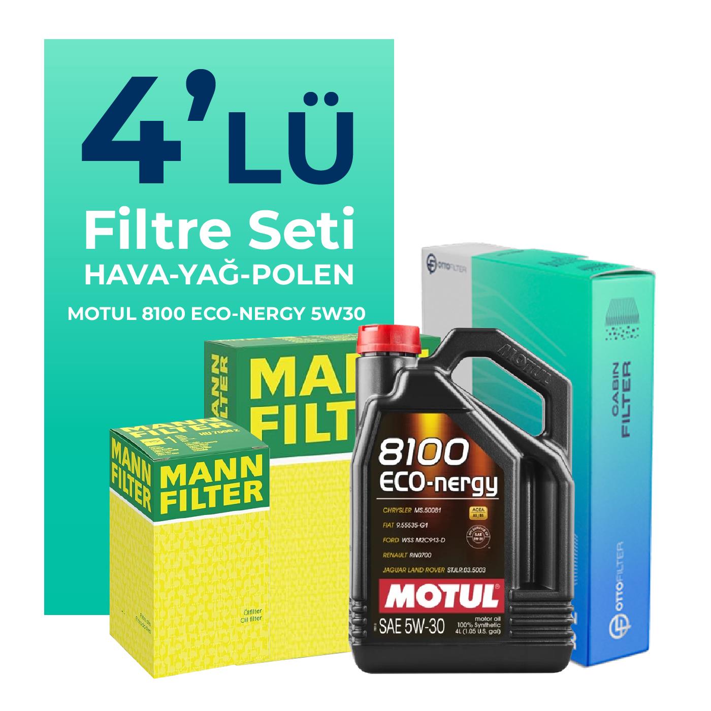 MANN Toyota Yaris 1.0 Filtre Bakım Seti Motul Motor Yağlı (2006-2011) 4 Lü