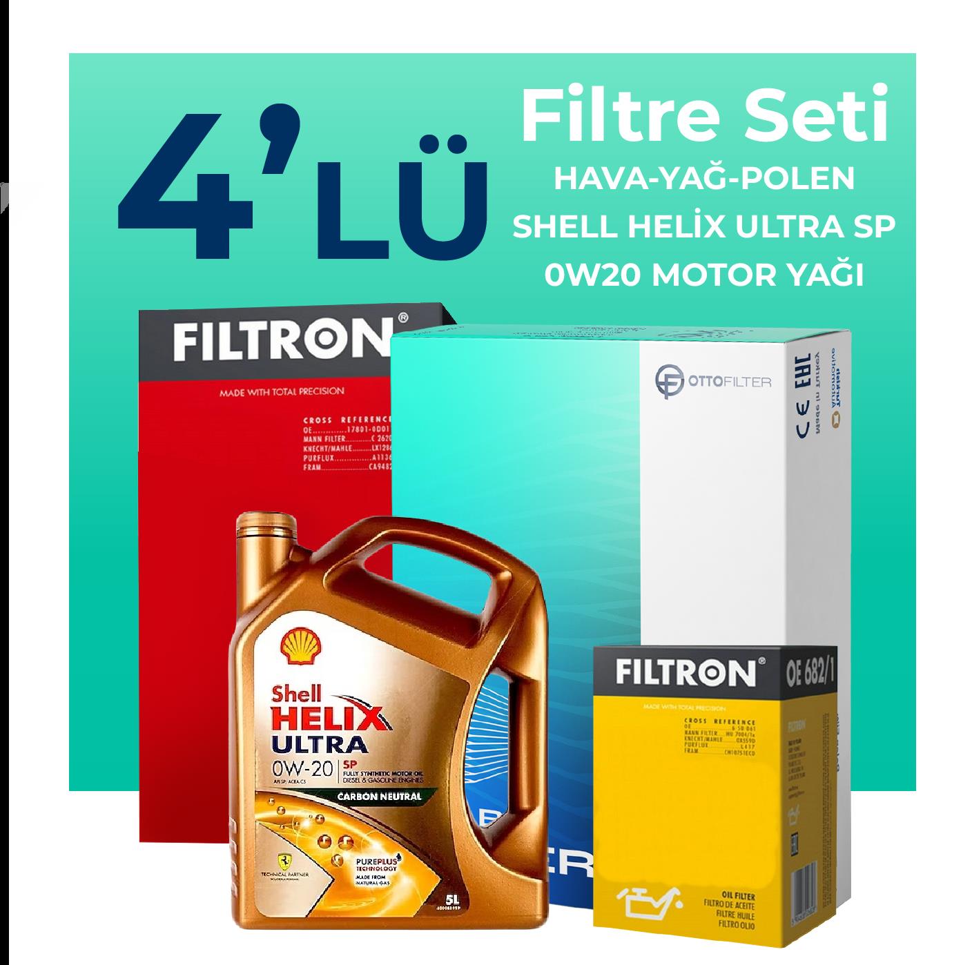FILTRON Alfa Romeo Tonale 1.5 Hybrid Filtre Bakım Seti Shell Motor Yağlı (2022-2024) 4 Lü