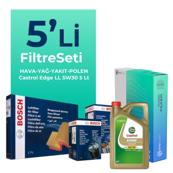 Bosch BMW 1.16D Filtre Bakım Seti Castrol Motor Yağlı (2015-2019) 5 Li