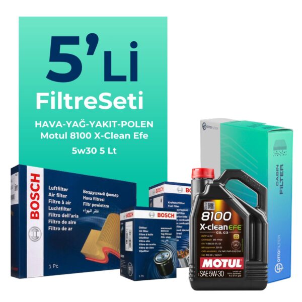 Bosch BMW 1.16D Filtre Bakım Seti Motul Motor Yağlı (2015-2019) 5 Li