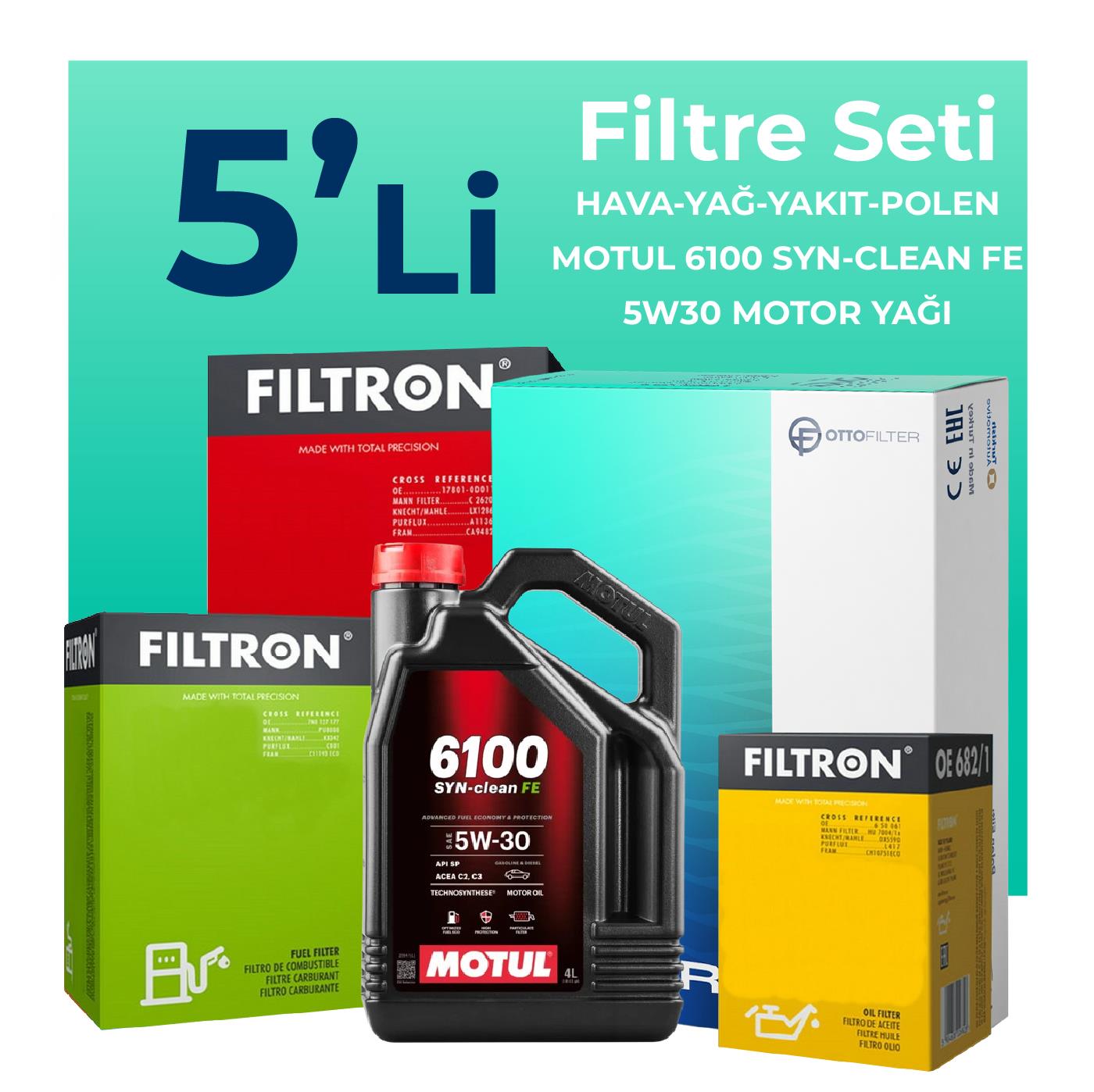 Filtron Citroen C4 1.5 Dizel Filtre Bakım Seti Motul Motor Yağlı (2021-2025) 5 Li