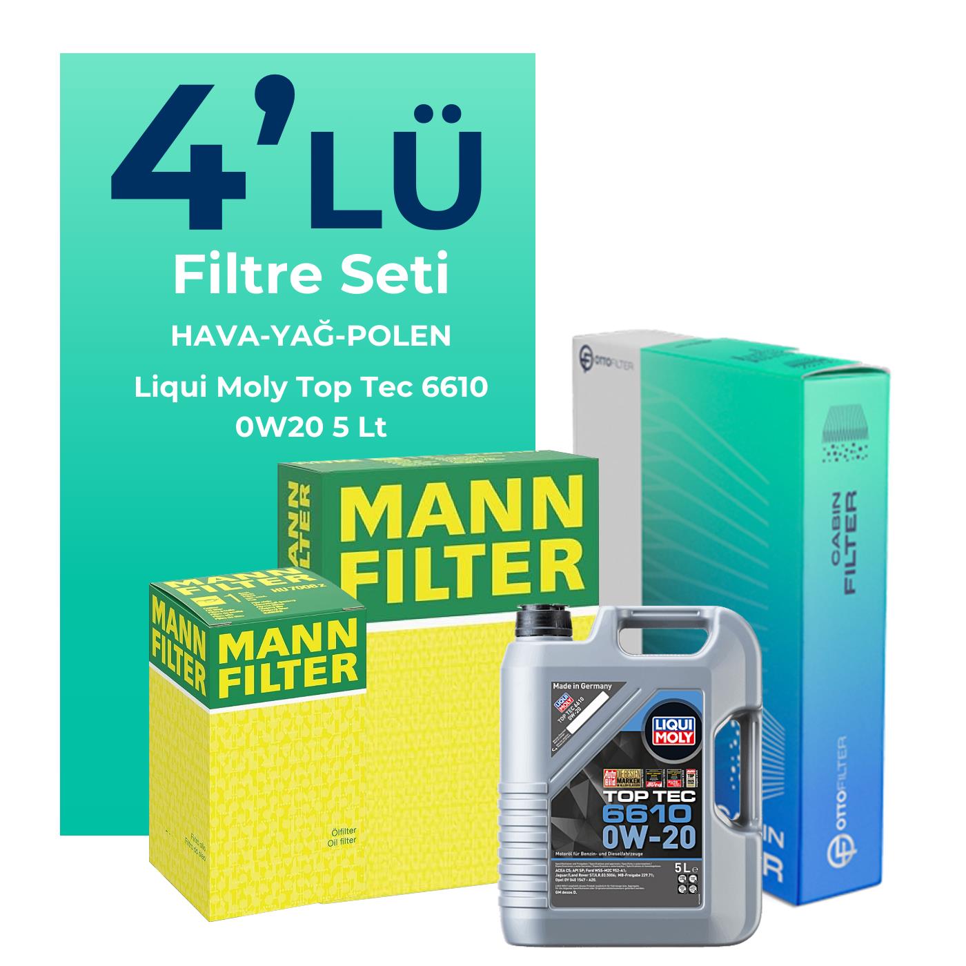 MANN Opel Astra K 1.5 Dizel Filtre Bakım Seti Liqui Moly Motor Yağlı (2019-2021) 4 Lü