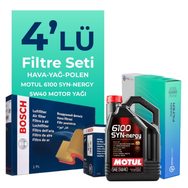 BOSCH Renault Clio 1.2 Benzin Filtre Bakım Seti Motul Motor Yağlı (2014-2021) 4 Lü