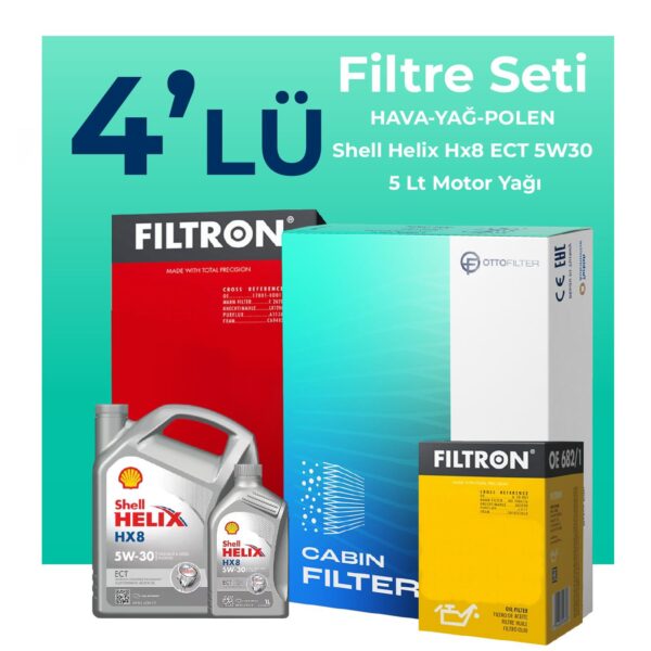 Filtron BMW 1.16D Filtre Bakım Seti Shell Motor Yağlı (2015-2019) 4 Lü