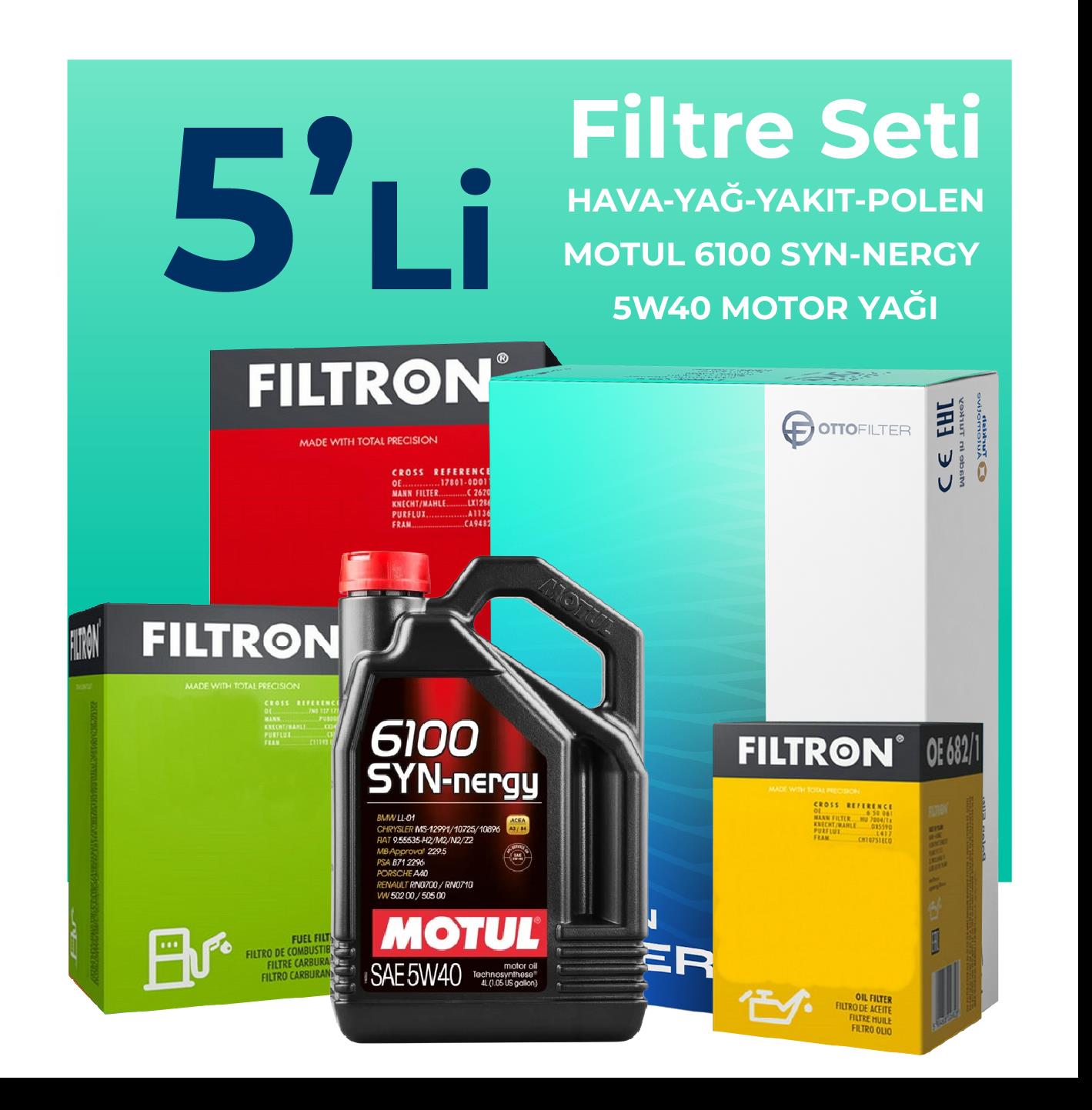 Filtron Nissan Qashqai 2.0 Dizel Filtre Bakım Seti Motul Motor Yağlı (2007-2013) 5 Li