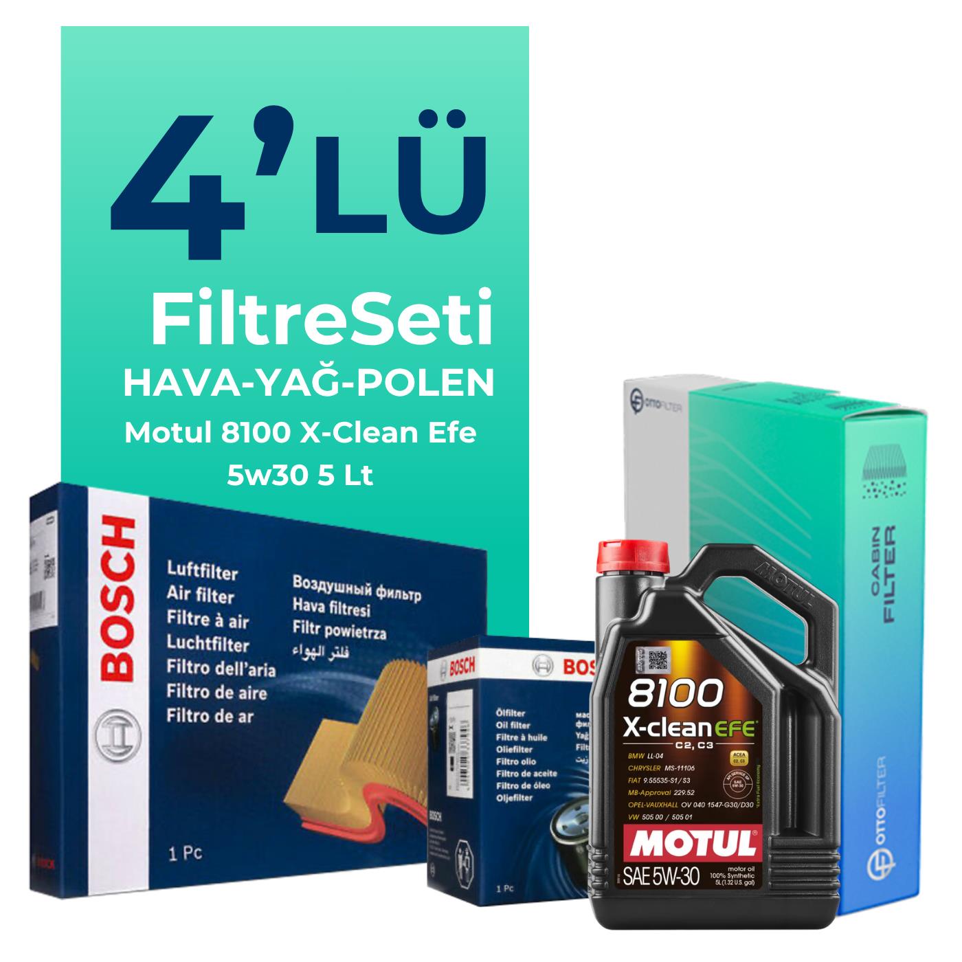 BOSCH Hyundai Tucson 1.6 Dizel Filtre Bakım Seti Motul Motor Yağlı (2018-2020) 4 Lü