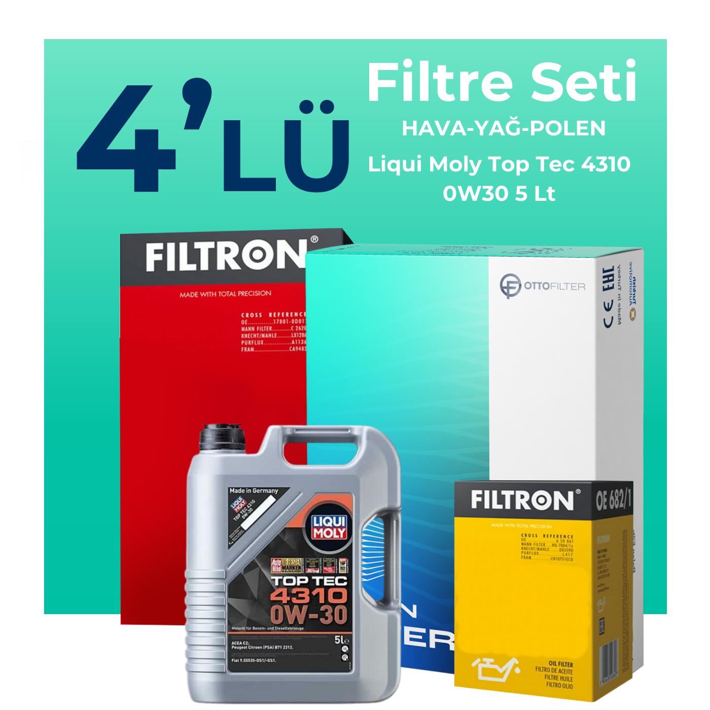 Filtron Hyundai Tucson 1.6 Dizel Filtre Bakım Seti Liqui Moly Motor Yağlı (2020-2024) 4 Lü
