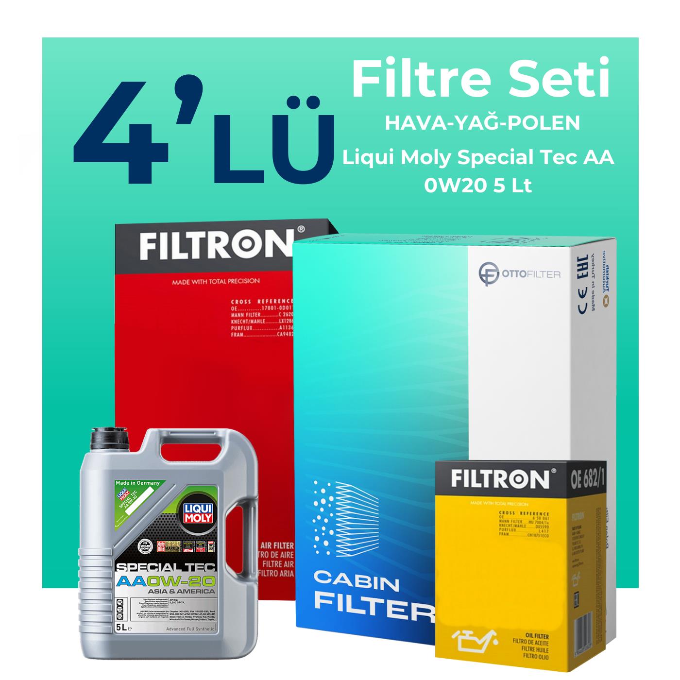 Filtron Kia Ceed 1.5 Benzin Filtre Bakım Seti Liqui Moly Motor Yağlı (2019-2024) 4 Lü