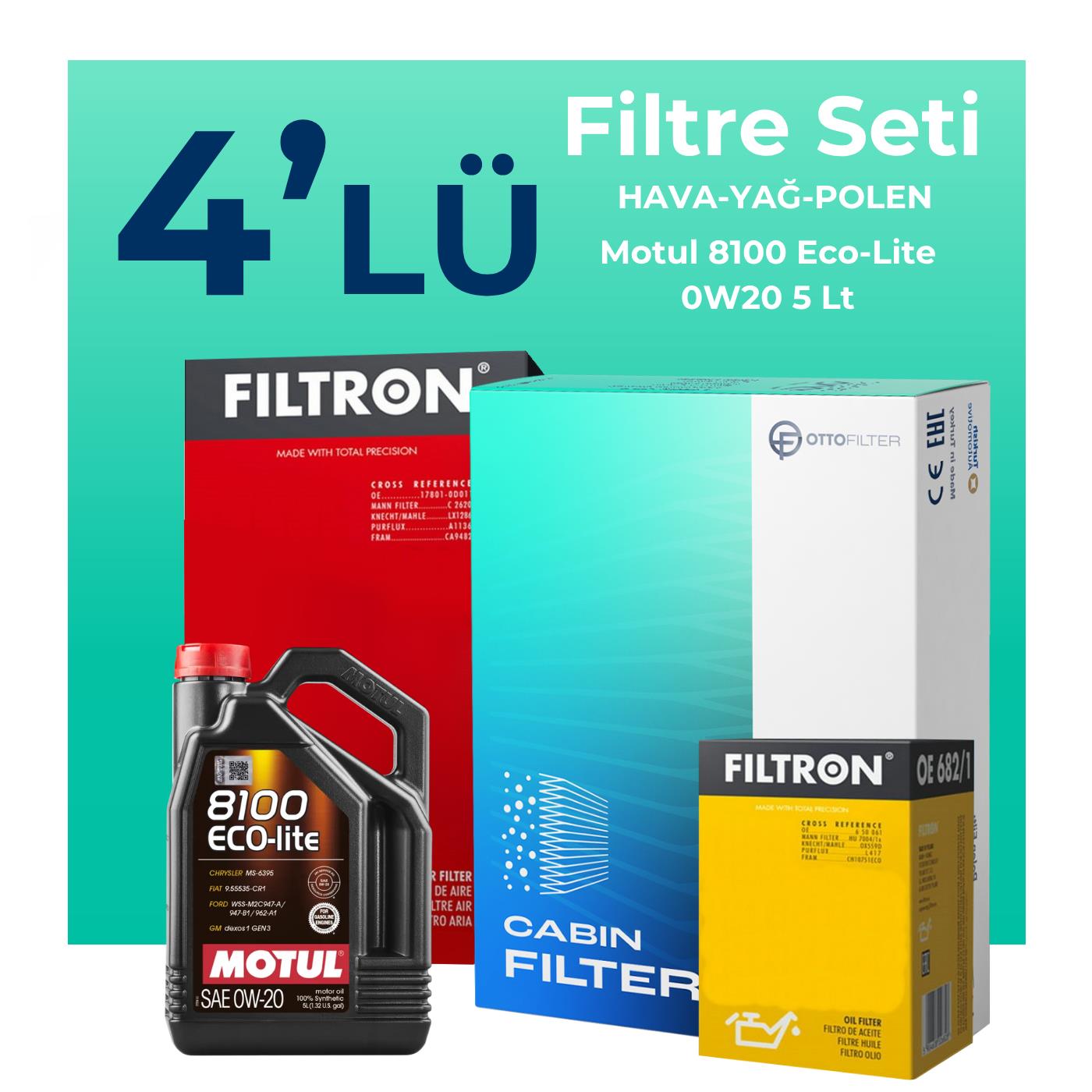 Filtron Toyota Corolla Cross 1.8 Hybrid Filtre Bakım Seti Motul Motor Yağlı (2022-2025) 4 Lü