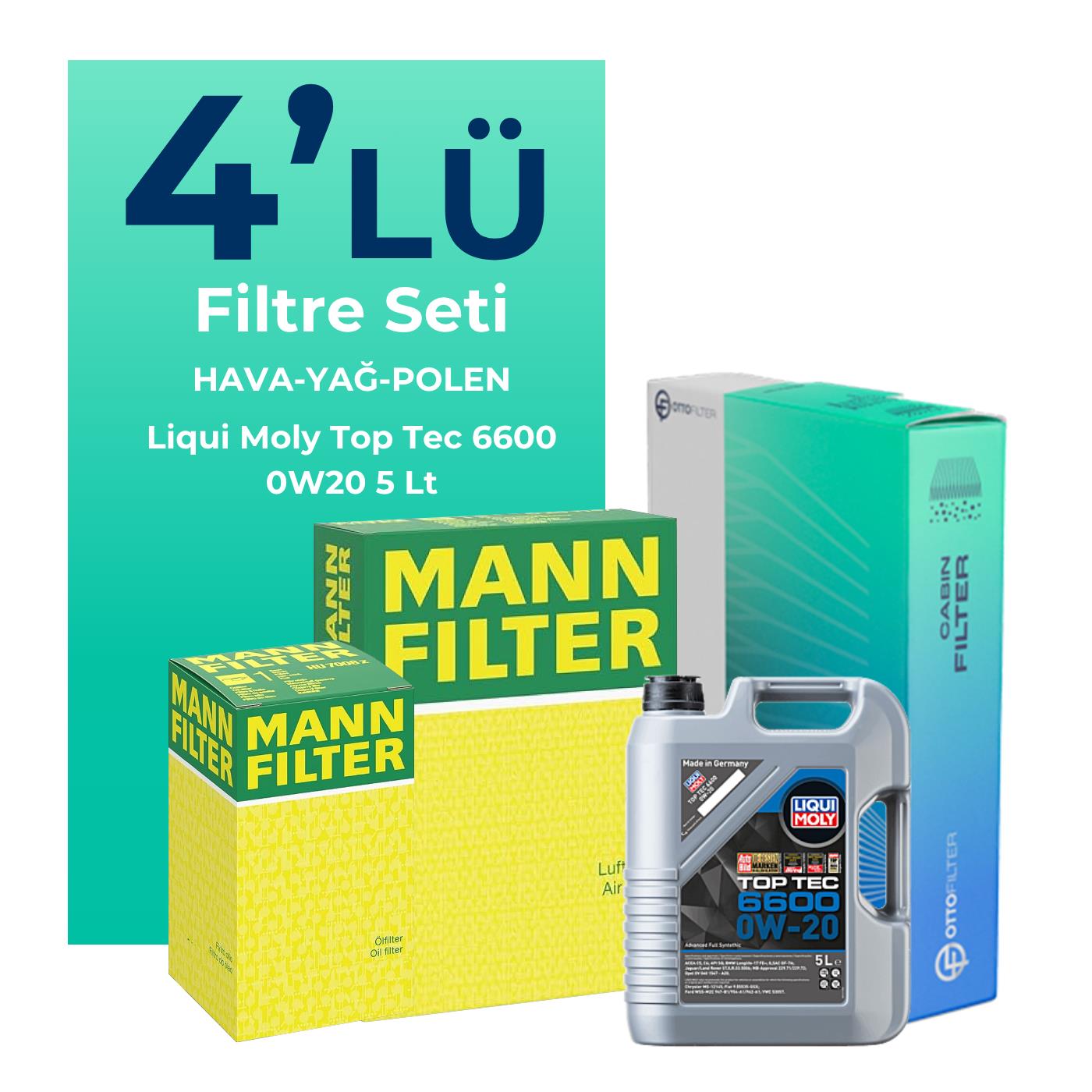 MANN BMW 4.20 Benzinli Filtre Bakım Seti Liqui Moly Motor Yağlı (2020-2024) 4 Lü