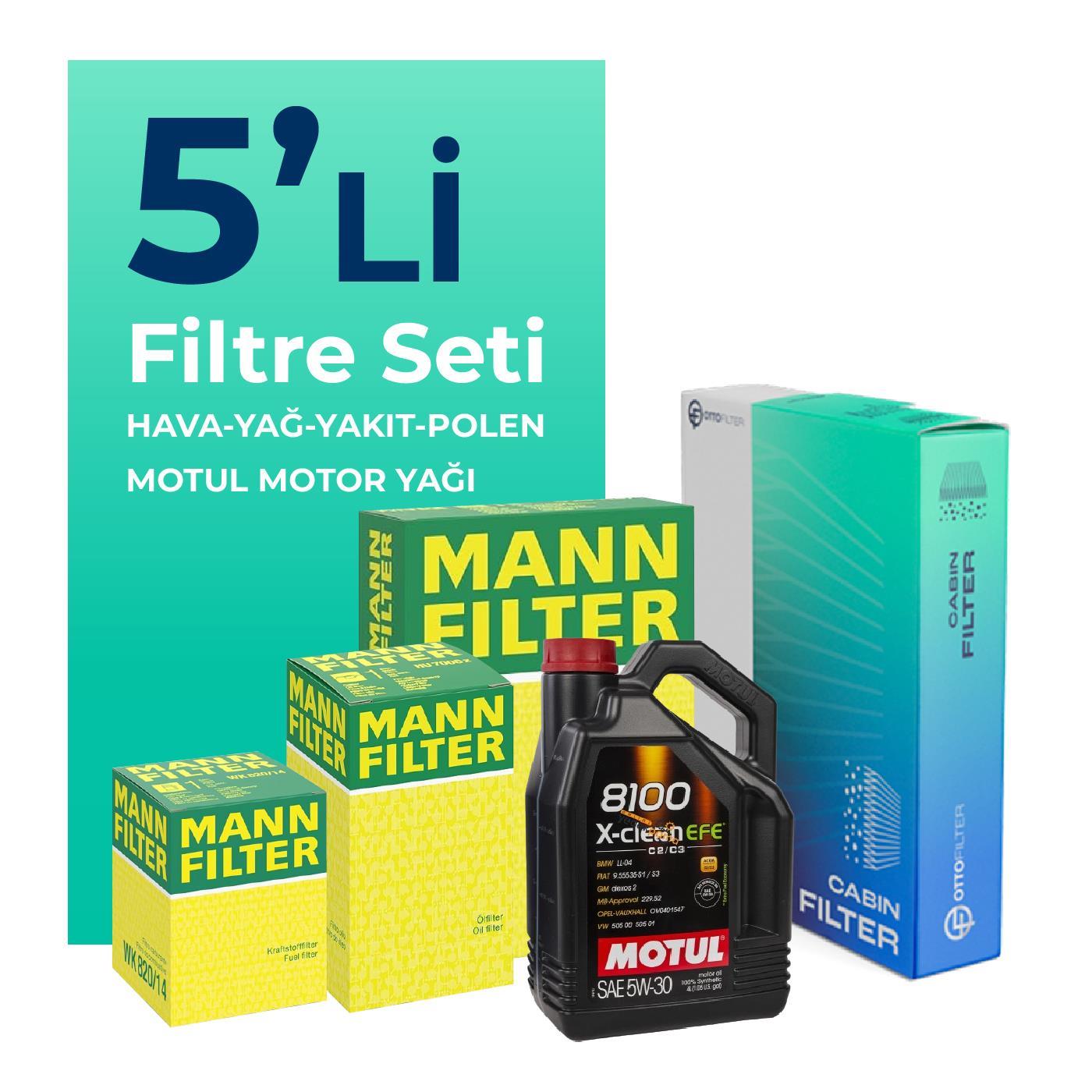 MANN Hyundai Tucson 1.6 Dizel Filtre Bakım Seti Motul Motor Yağlı (2018-2020) 5 Li