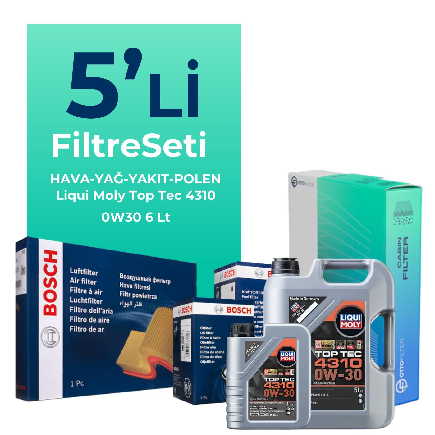 Bosch Fiat Ducato 2.2 Dizel Filtre Bakım Seti Liqui Moly Motor Yağlı (2021-2024) 5 Li