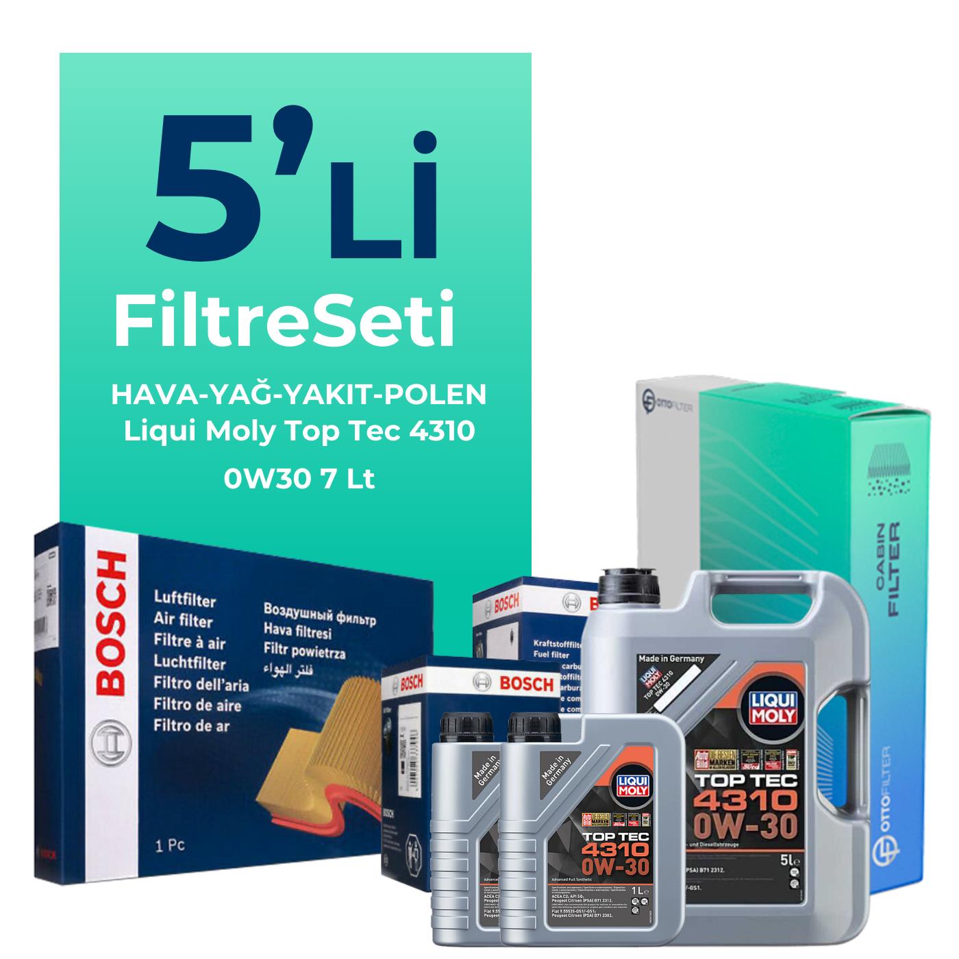 Bosch Ford Ranger 2.0 EcoBlue Filtre Bakım Seti Liqui Moly Motor Yağlı (2019-2022) 5 Li