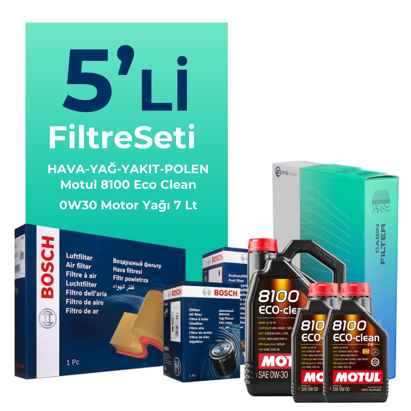 Bosch Ford Ranger 2.0 EcoBlue Filtre Bakım Seti Motul Motor Yağlı (2019-2022) 5 Li